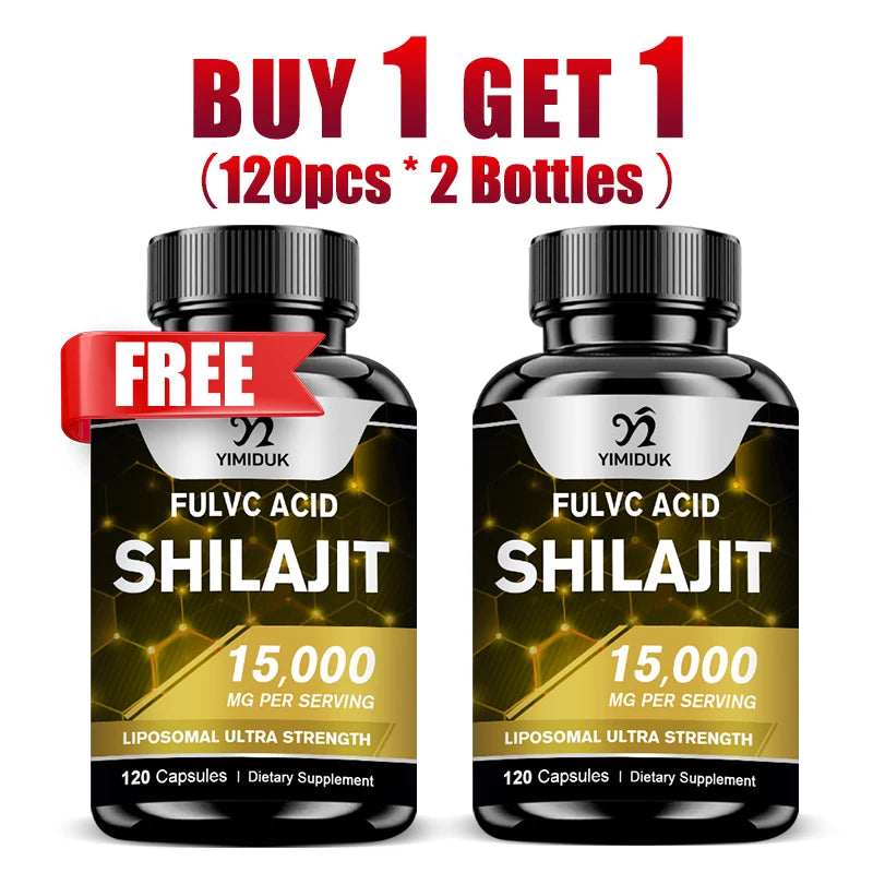 Shilajit Pure Himalayan 15000 Mg Pill, with Fulvic Acid, Support Immune System, Bone Health, Metabolism, Men & Women, Non-GMO