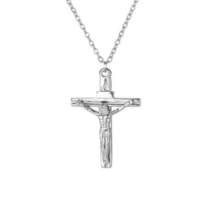 Christian Jesus Cross Necklace For Women Men Stainless Steel Chains Choker Religion Cross Pendants Jewelry Prayer Baptism Gifts