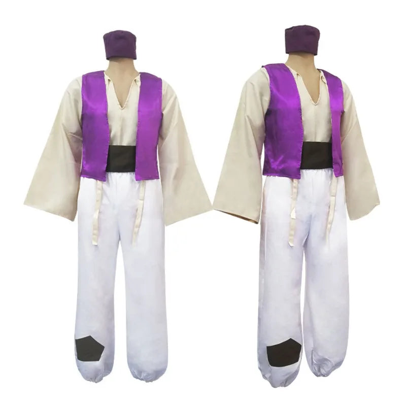 Disney Aladdin Prince Cosplay Costume Full Set with Hat for Men Arabian Outfit for Halloween Carnival Party Role Play