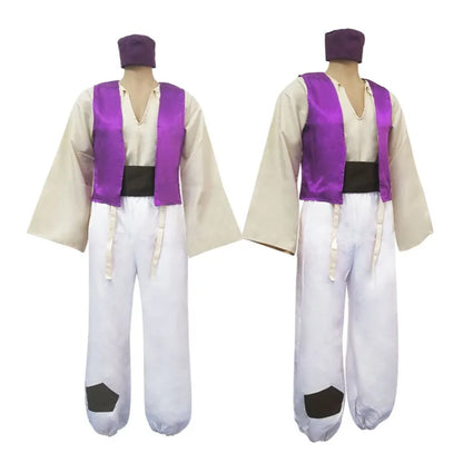 Disney Aladdin Prince Cosplay Costume Full Set with Hat for Men Arabian Outfit for Halloween Carnival Party Role Play