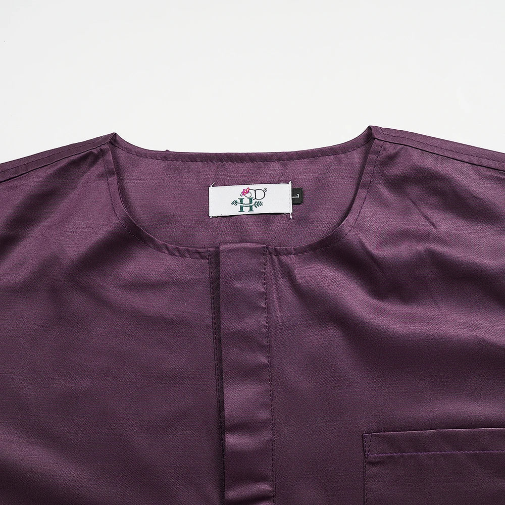 H&D Men Casual Loose Kaftan Muslim Thobe Jubba Dishdasha Thawb Dress 3PCS Agbada Set Arab Purple Color Embroidered Robe New 2026