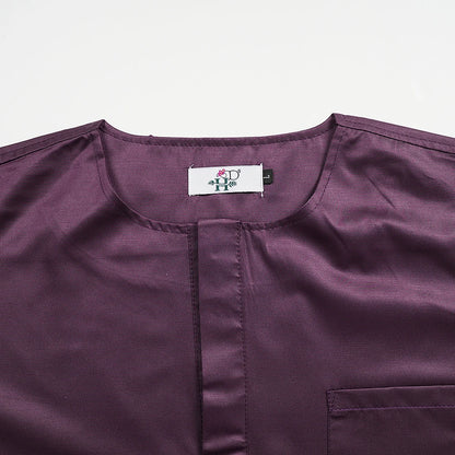 H&D Men Casual Loose Kaftan Muslim Thobe Jubba Dishdasha Thawb Dress 3PCS Agbada Set Arab Purple Color Embroidered Robe New 2026