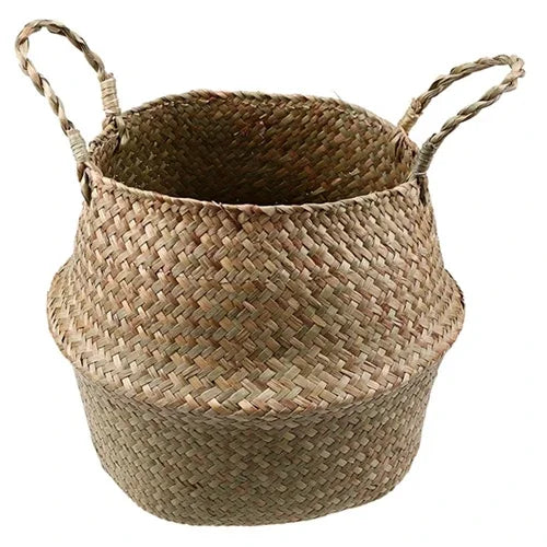 WHISM Handmade Seagrass Storage Basket Flower Pot Rattan Container Toys Organizer Holder Laundry Basket Home Decor Dropshipping