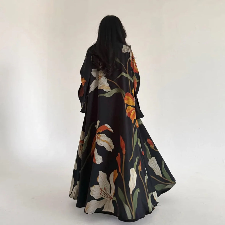 Floral & Feminine – The Print Cardigan Set with Hijab for the Muslim Woman in America