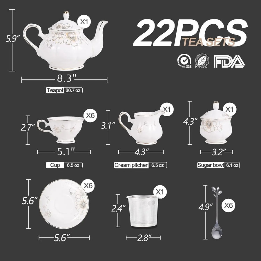 The Royal Gathering – 22-Piece Luxury Porcelain Tea Set