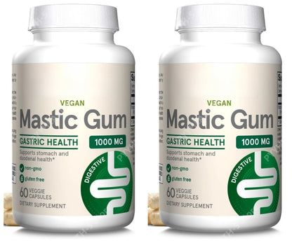 Mastic Gum 1000 mg, 60 Veggie Caps, Digestive Tract Support for Stomach and Duodenal Health, 30 Servings Dietary Supplement