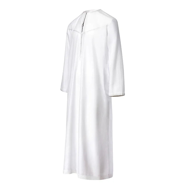 Men's Arabic Jubba Thobe Dubai Omani Saudi Polyester Tassel Traditional Kaftan Loose Muslim Prayer Clothes Islamic Djellaba