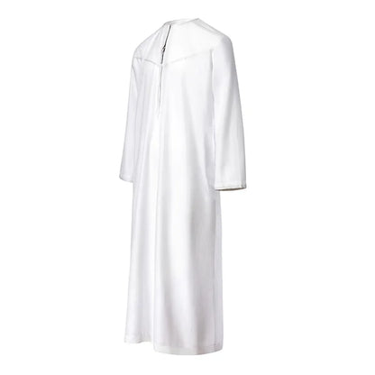Men's Arabic Jubba Thobe Dubai Omani Saudi Polyester Tassel Traditional Kaftan Loose Muslim Prayer Clothes Islamic Djellaba