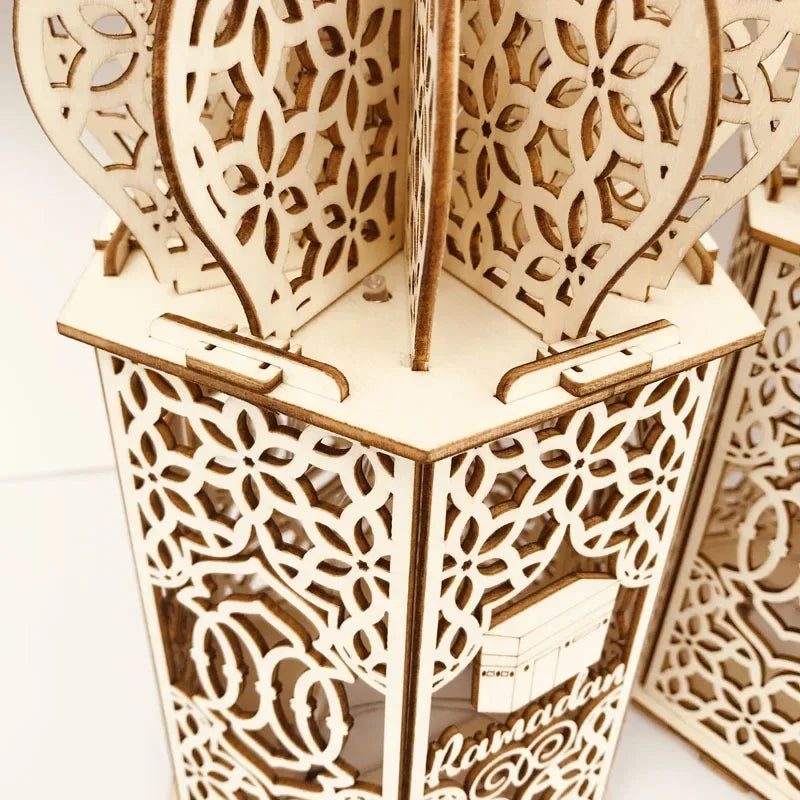 The Wooden Eid Pendant with LED Candlelight – Warmth That Glows with Faith