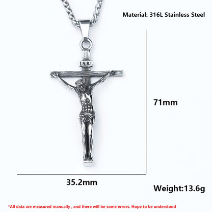 2022 NEW Men's 316L stainless-steel n Jesus Cross Amulet Pendant Necklace for teens punk biker Jewelry Gift free shipping