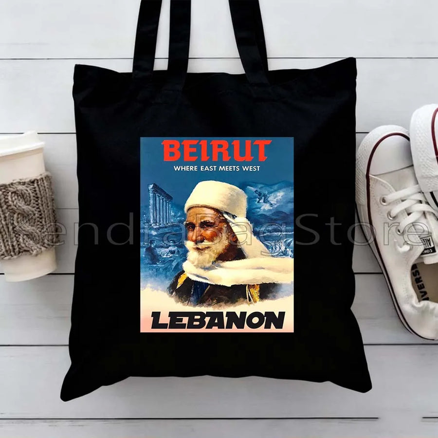 Ya Beirut – Lebanon Flag Heart Canvas Shoulder Tote