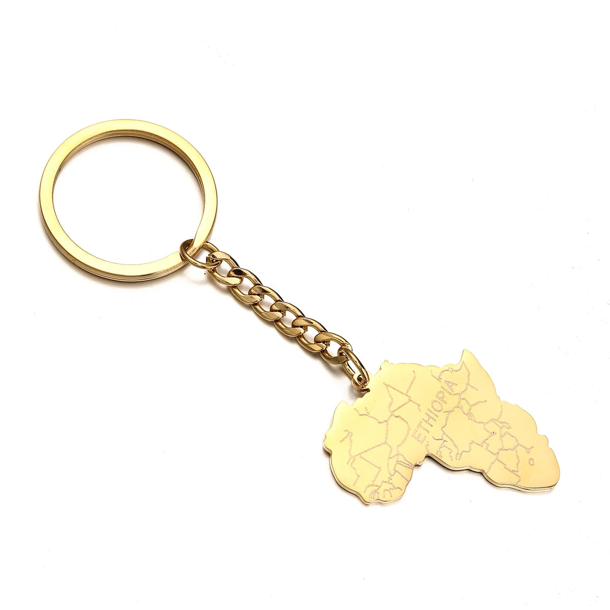 Africa Map Keychain – Stainless Steel Hip-Hop Jewelry, Morocco to South Africa