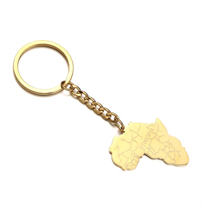 Africa Map Keychain – Stainless Steel Hip-Hop Jewelry, Morocco to South Africa