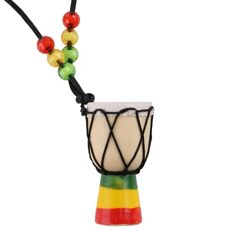 F92E Mini Djembe Percussion African Hand Drum Pendant Drummer Present for Learning Drume Beginner Starter Tool