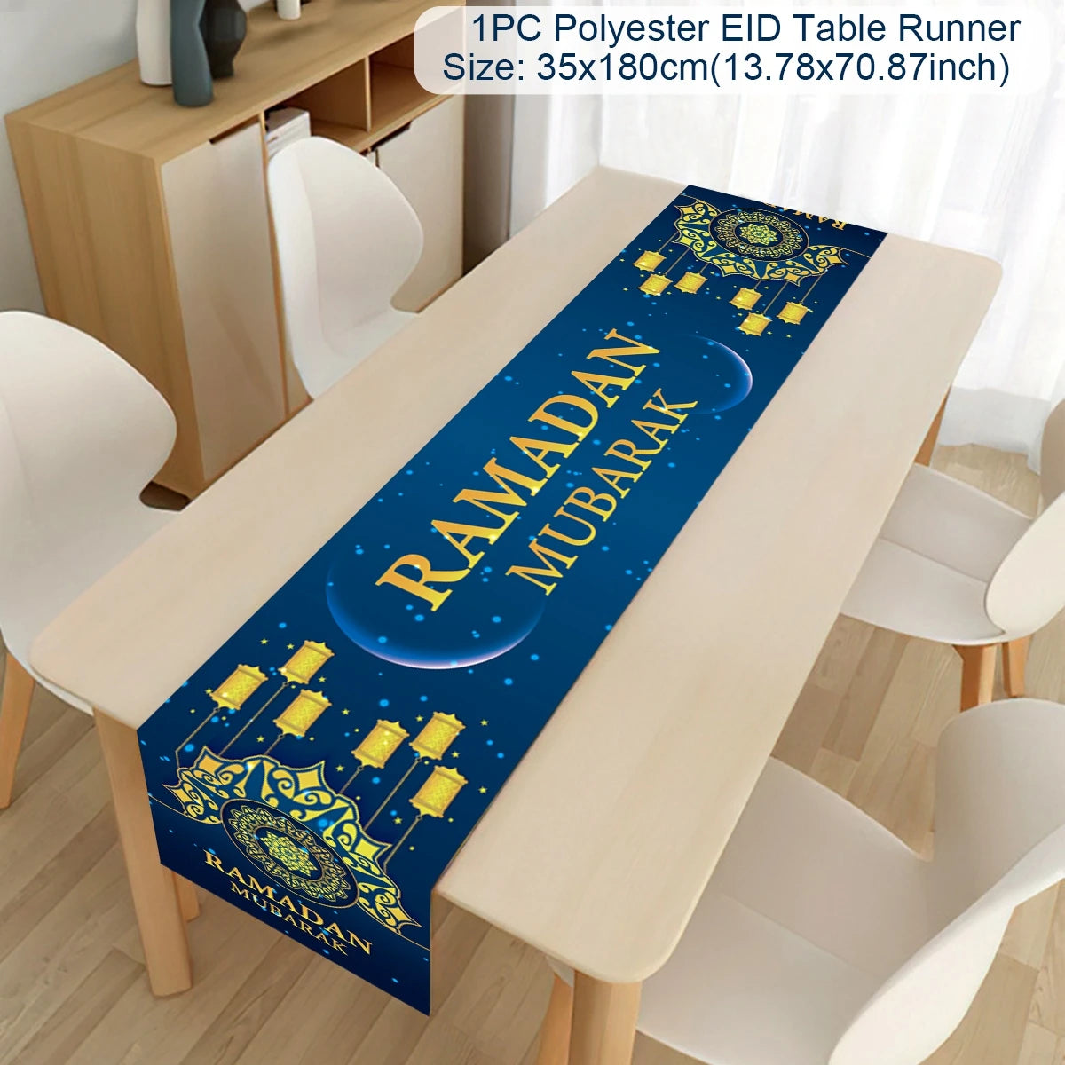 EID Mubarak Decoration Table Runner Ramadan Decor 2024 For Home Tablecloth Ramadan Kareem Islamic Muslim Party Eid Al-Fitr Gifts