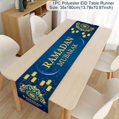 EID Mubarak Decoration Table Runner Ramadan Decor 2024 For Home Tablecloth Ramadan Kareem Islamic Muslim Party Eid Al-Fitr Gifts