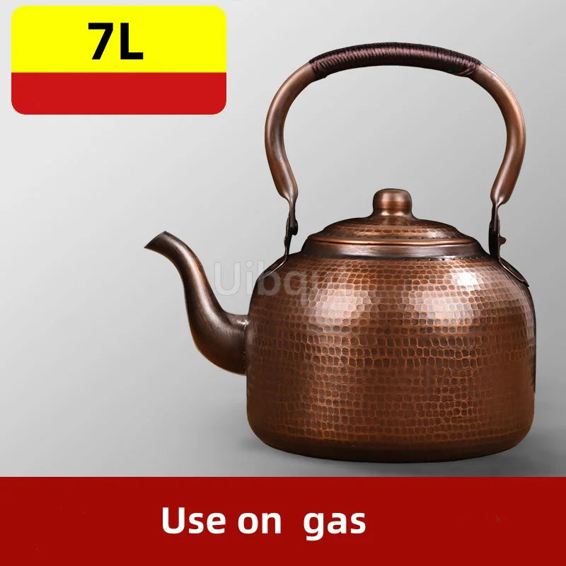 3L Pure Red Copper Boiling Kettle Handmade Vintage Copper Pot Home Teapot For Gas/Induction Cooker Tea Infuser Health Tea Kettle