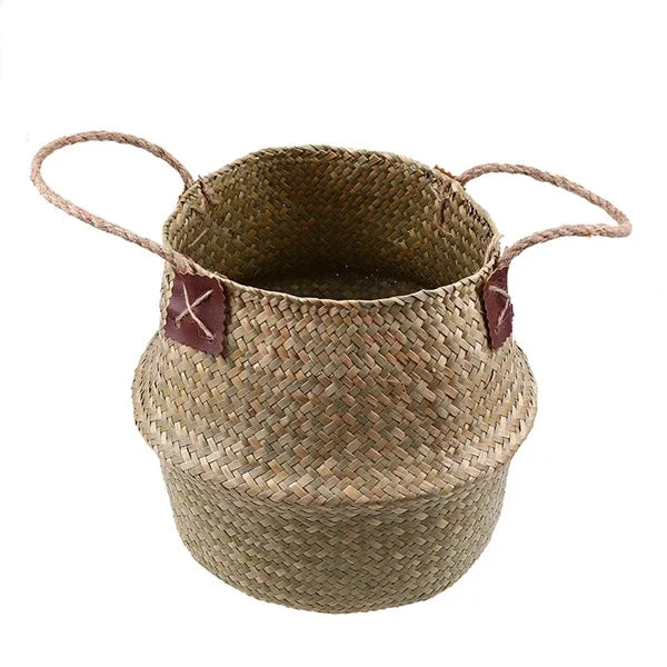 WHISM Handmade Seagrass Storage Basket Flower Pot Rattan Container Toys Organizer Holder Laundry Basket Home Decor Dropshipping