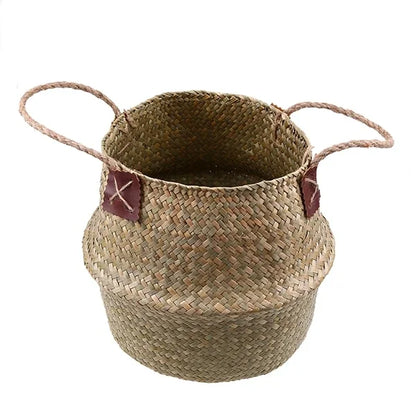 WHISM Handmade Seagrass Storage Basket Flower Pot Rattan Container Toys Organizer Holder Laundry Basket Home Decor Dropshipping