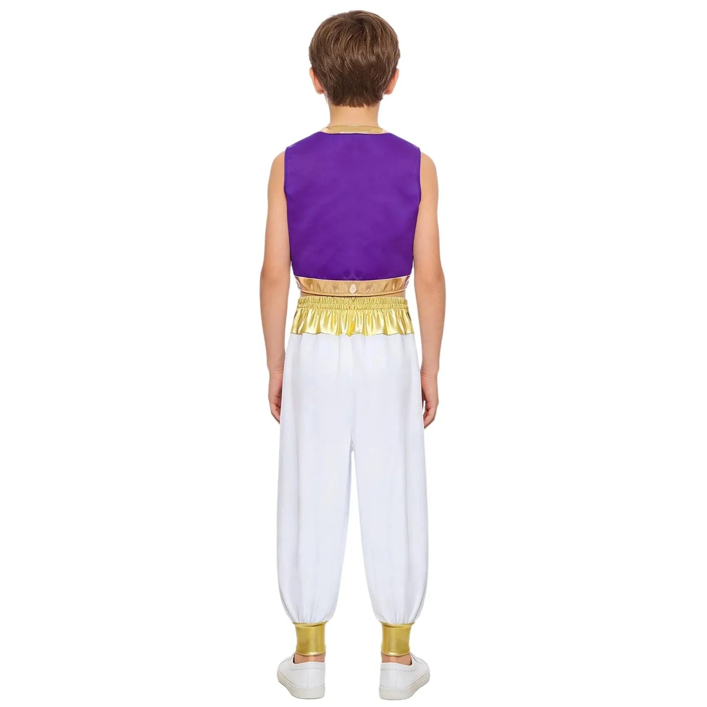 Boys Arabian Aladin Prince Cosplay Party Costume Oriental Indian King Roleplay Dress Up Outfits Loose Vest And Pants Set