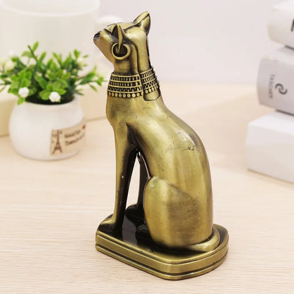 Vintage Metal Egyptian Cat Statue – Retro Bastet Decor for Home & Wine Cabinet
