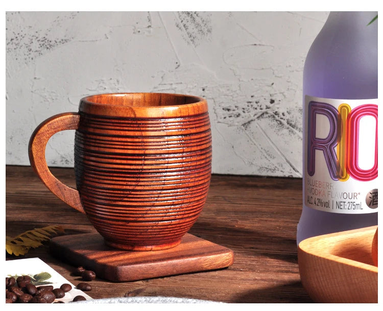 Handmade Spruce Wood Cups – Natural Big Belly Mug for Tea, Coffee & Milk