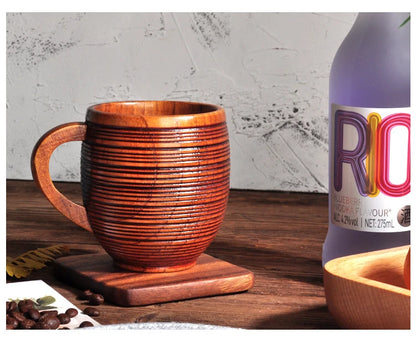 Handmade Spruce Wood Cups – Natural Big Belly Mug for Tea, Coffee & Milk