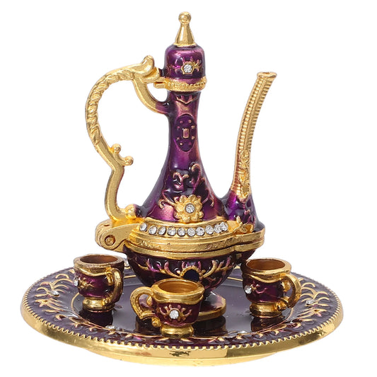 Mini Turkish Coffee Pot Set – Vintage Metal Dollhouse Kettle, Retro Home Decor