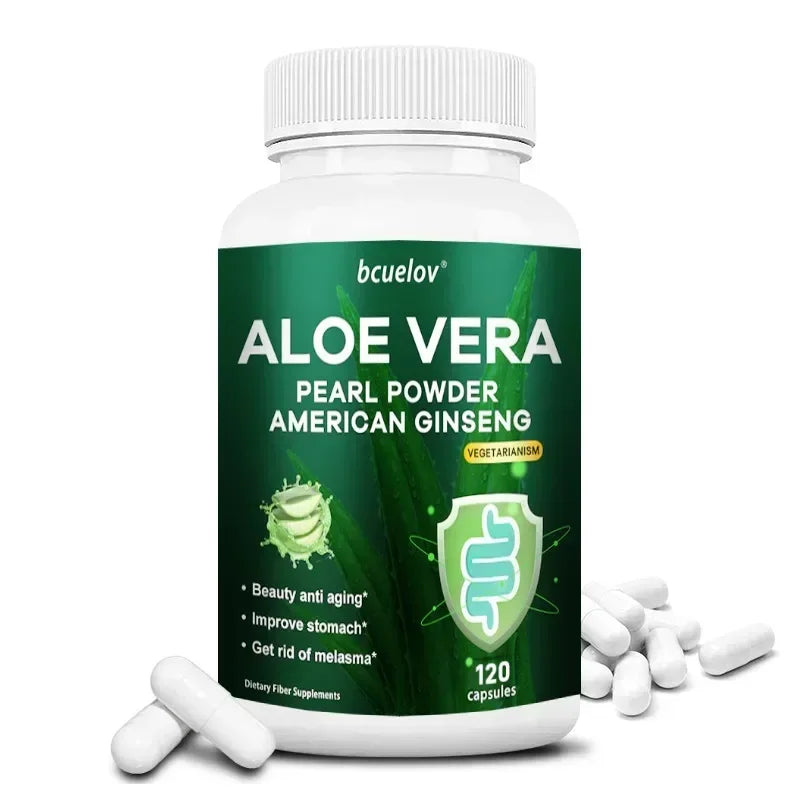 Bcuelov Aloe Vera Capsules Help Promote Healthy Digestion, Detoxify, Cleanse The Stomach and Boost The Immune System.