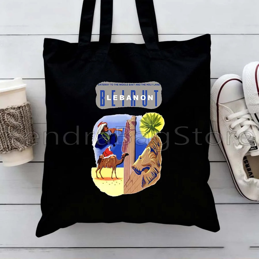 Ya Beirut – Lebanon Flag Heart Canvas Shoulder Tote