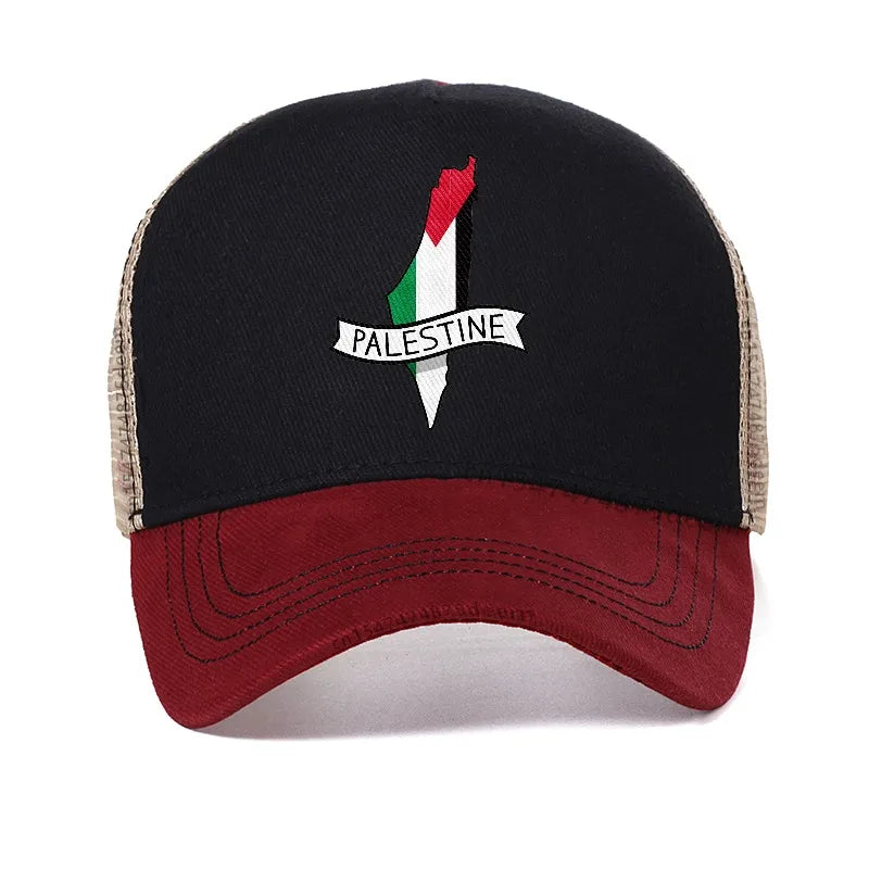 Palestine Arabic Flag Baseball Cap Palestinian Map Fashion Hip Hop Hats Summer  Adult Outdoor Gym mesh breathable Snapback Cap