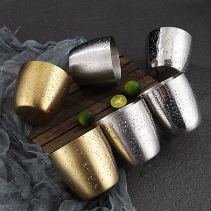 Stainless Steel Cup Stackable Water Coffee Cup Small Portable Wide Mouth Beer Tea Cup Wine Cup Mouthwash Cup