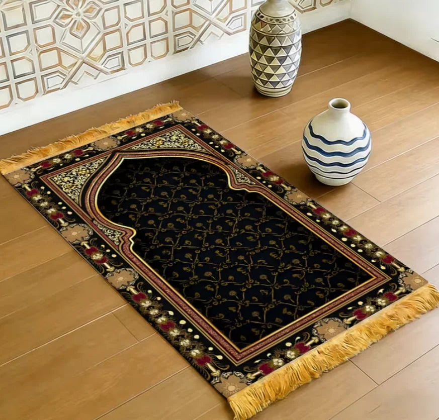 2D Flat Prayer Mat Night Sky and Mosque Rug Lightweight Travel Foldable Portable Ramadan Eid Mubarak Prayer Mat, 2D Flat