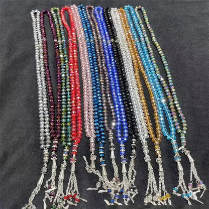 Islamic Tasbih Muslim Rosary Beads Glass 99 Prayer Rosary For Men Bracelet Natural Stone Handmade Turkey Ramadan Chains Pendant