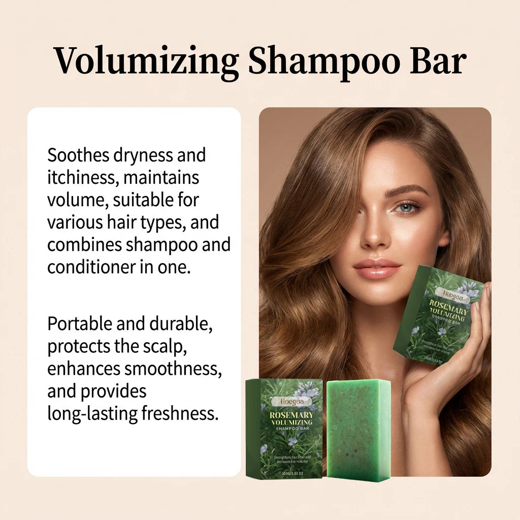 Rosemary Volumizing Shampoo Bar Natural Olive Coconut Oil Solid Soap Hair Cleansing Refreshing Smooth Lightweight Hair Care