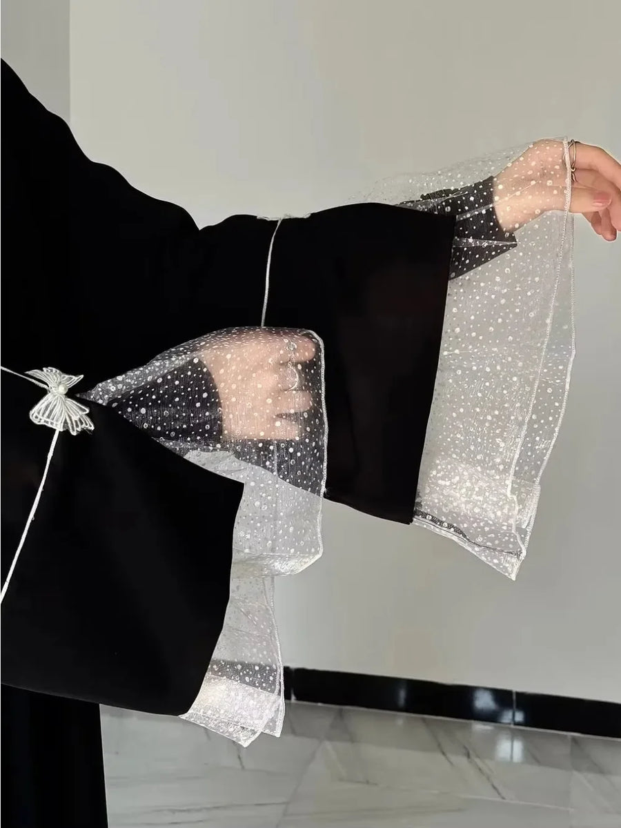 The Black Nida – Lace Sleeve Abaya for the Muslim Woman in America