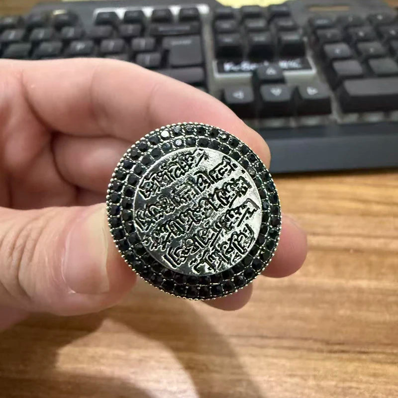 Huaya Men's Turkish Signet Rings Traditional Classical Islamic Muslim Inscriptions Special Unique Temperament Ring Jewelry Ring