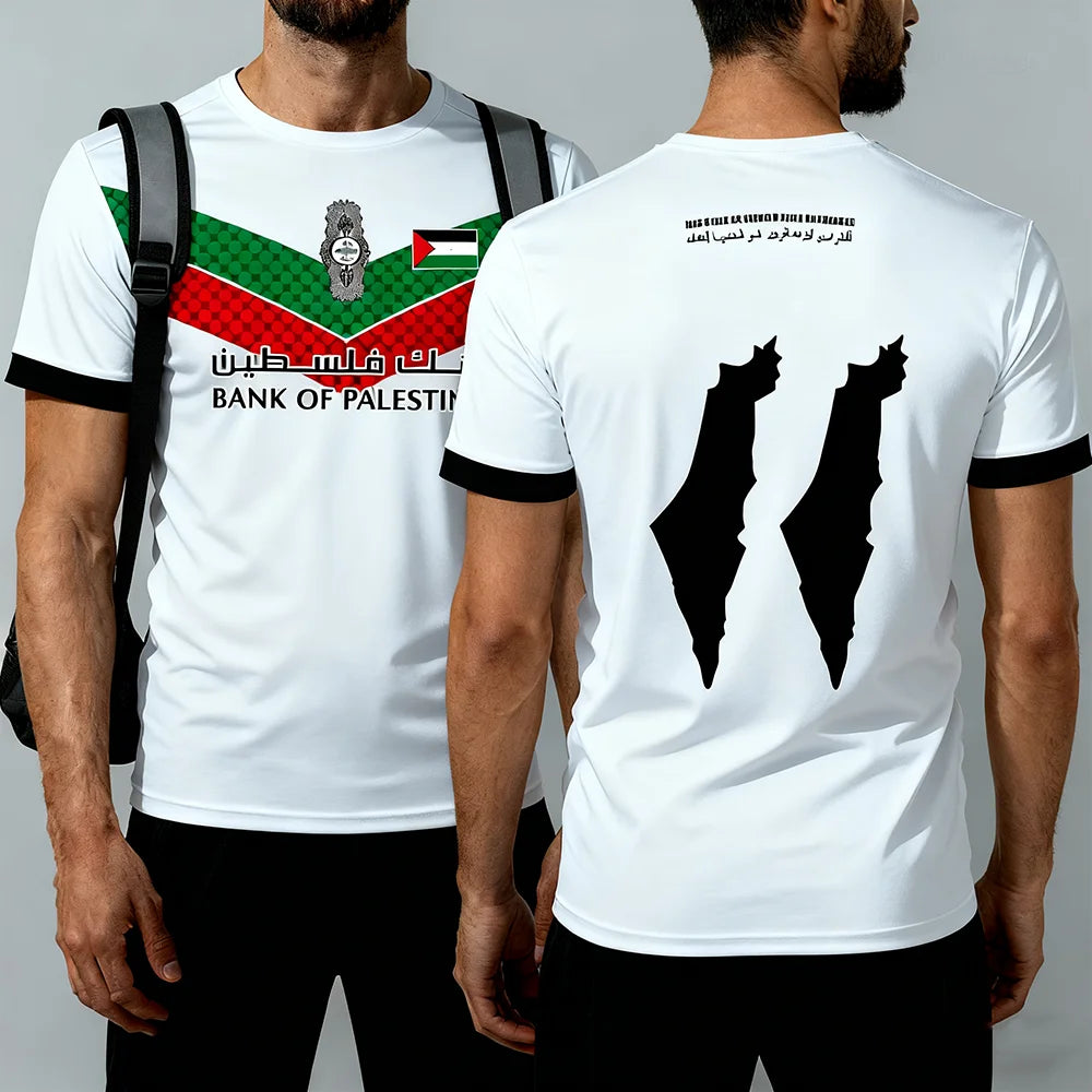 Palestine Football Jersey Youth & Adults Breathable Outdoor Soccer Training Uniform Palestinian Flag Digitally Printed T-shirt