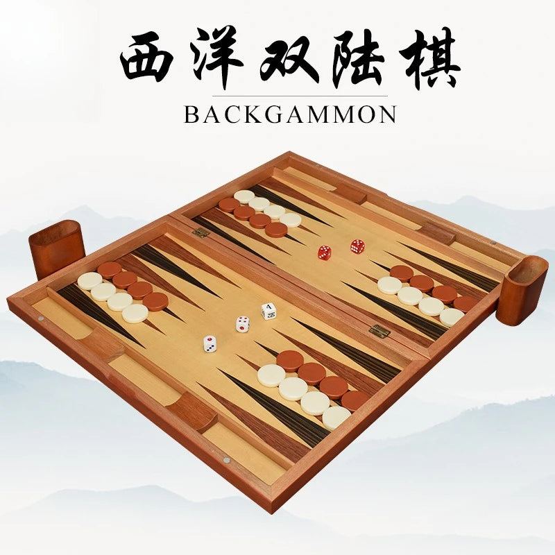 11/13/15/17/19 Inch Wooden Backgammon Set - Classic Board Game for Home & Party Entertainment