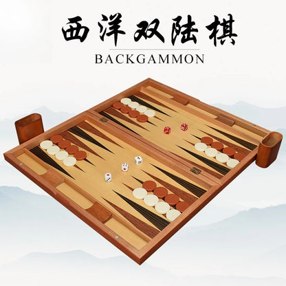 11/13/15/17/19 Inch Wooden Backgammon Set - Classic Board Game for Home & Party Entertainment