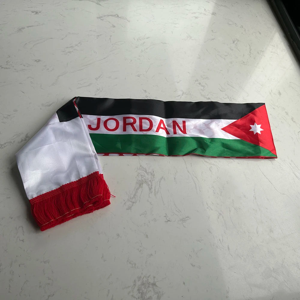Jordan Flag Satin Scarf – 14×130cm Football Fan Banner, Custom Printed