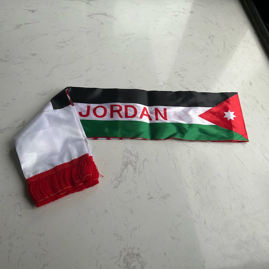Jordan Flag Satin Scarf – 14×130cm Football Fan Banner, Custom Printed