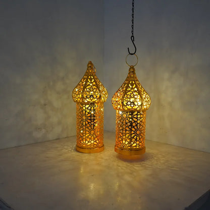 Morocco Festival Lights Metal LED Wind Lantern Ramadan Decorations for Home DIY Hanging Ornaments Muslim Islam Party Decor Gifts