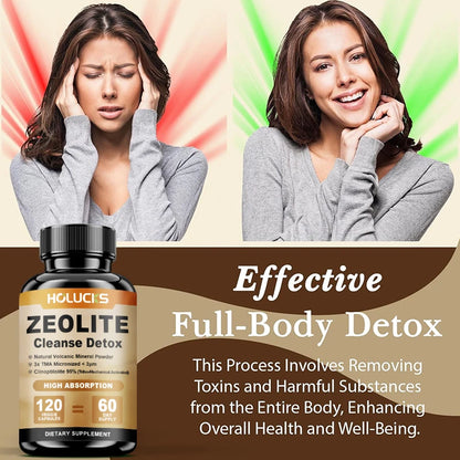 Zeolite Cleanse Detox Supplement, Supports Kidney Repair, Full Body, Liver & Colon Detox, for Mental Clarity & Focus