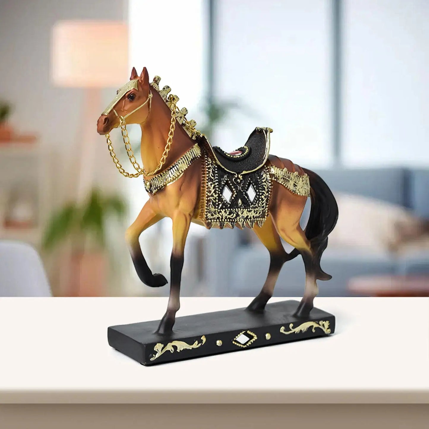 Horse Statue Decorative Resin Horse Sculpture for Bookcase Furniture Bedroom