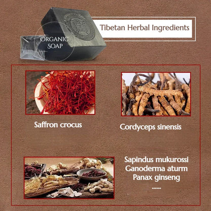 Tibetan Ancient Soap Black Soap Handmade Soap Face Clean Anti-Acne Remove Blackheads Chinese Herbal Soap with Cordyceps Sinensis