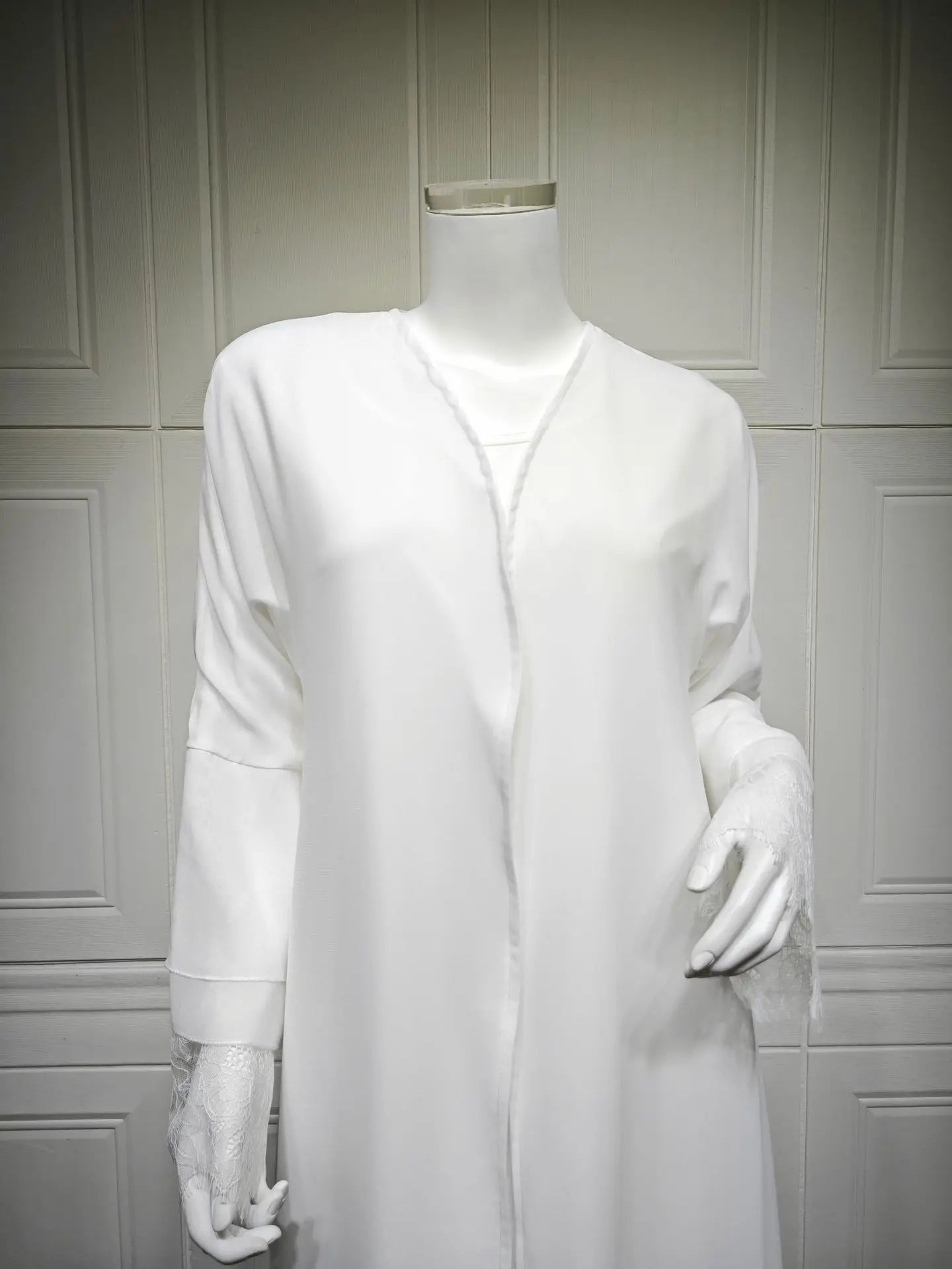 White Purity – The Solid Open Abaya with Hijab for the Muslim Woman in America