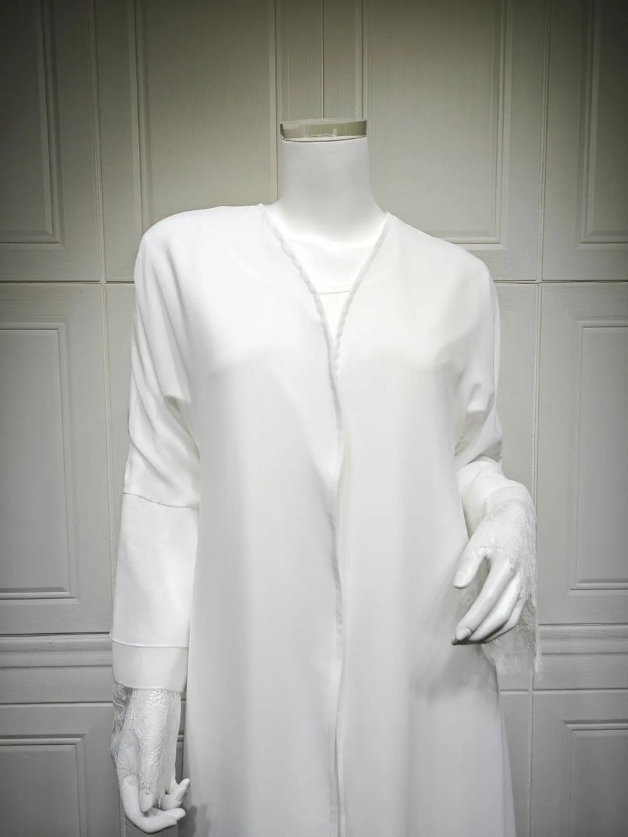 White Purity – The Solid Open Abaya with Hijab for the Muslim Woman in America