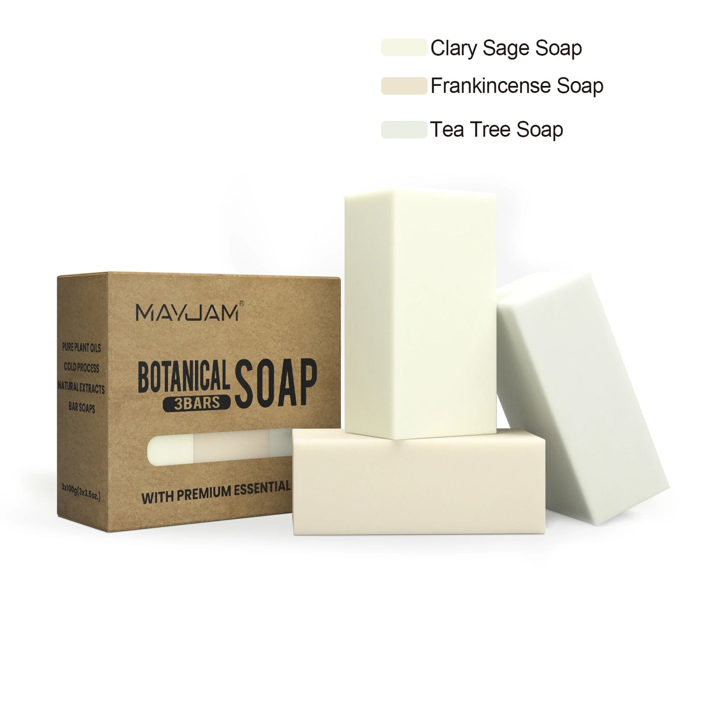 Handmade Soap Gift Set 3 Pack of Essential Oil Soap Chamomile Tea tree Lemongrass Frankincense Clary Sage Scented Soap Cleaning