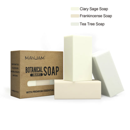 Handmade Soap Gift Set 3 Pack of Essential Oil Soap Chamomile Tea tree Lemongrass Frankincense Clary Sage Scented Soap Cleaning